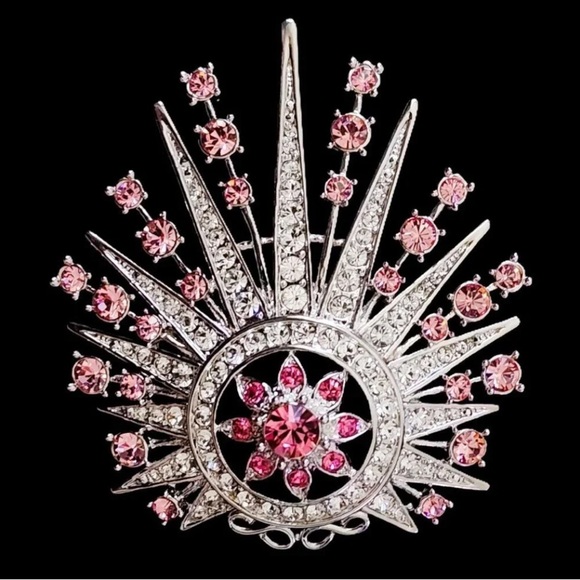 Camrose & Kross Jewelry - Vintage Dramatic JBK Camrose & Kross Jackie Kennedy Pink Sunburst Brooch